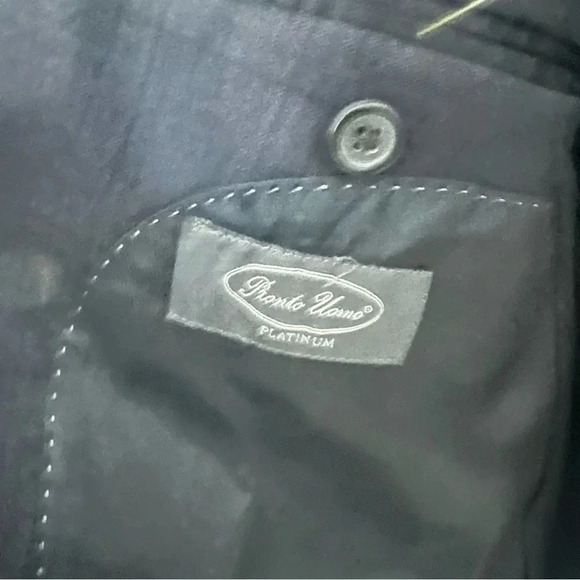 Pronto Uomo Platinum Modern Fit Men's Navy Wool Blend Blazer Jacket Sz 46R GUC - Picture 5 of 7